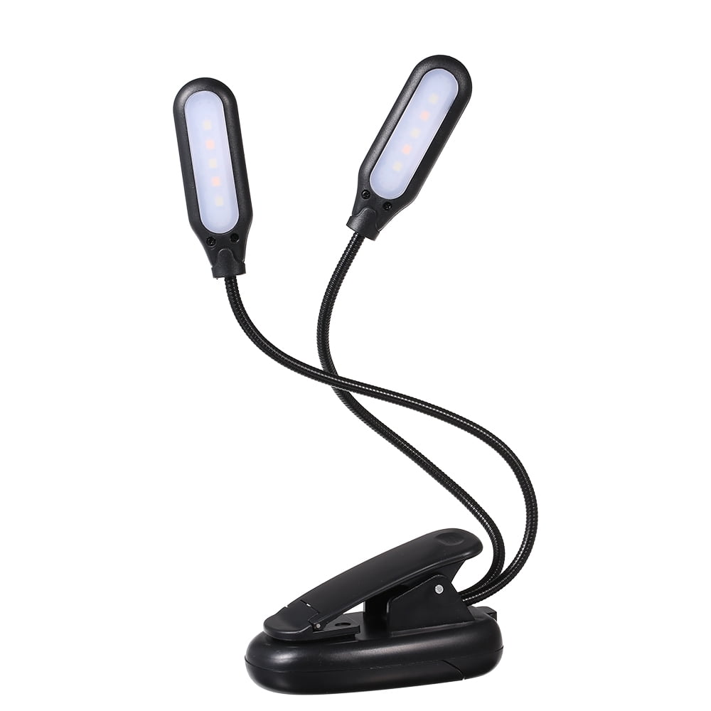 10 Led 2 Light Colors 3 Illumination Modes Table Lamp Desk Light With Clamp Clip Base Flexible Bendable Bendy Tube Battery Powered Operated With Usb Charging Port For Music Stand Bookshelves Office