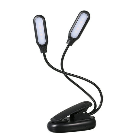 Bendable Lights 10 LED 2 Light Colors 3 Illumination Modes Table Lamp Desk Light with Clamp Clip Base Flexible Bendable Bendy Tube Battery Powered Operated with USB Charging Port ()