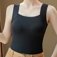 thumbnail image 2 of GA WEIHUA Womens Camisoles Tops with Built in Padded Bra Scoop Neck Seamless Tank Top Fitted Sleeveless Undershirts(Black,M), 2 of 8