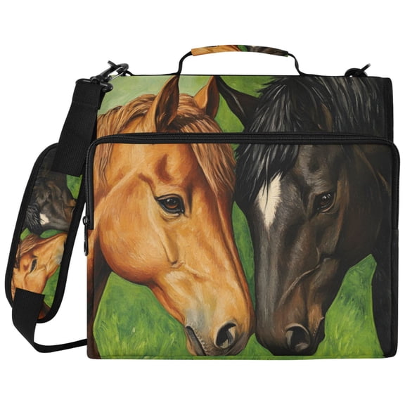 ALAZA Zipper Binder Horses Pattern 2 inch 3 Ring 500 Sheet Capacity Trapper Keeper File Folder Organizer Bag