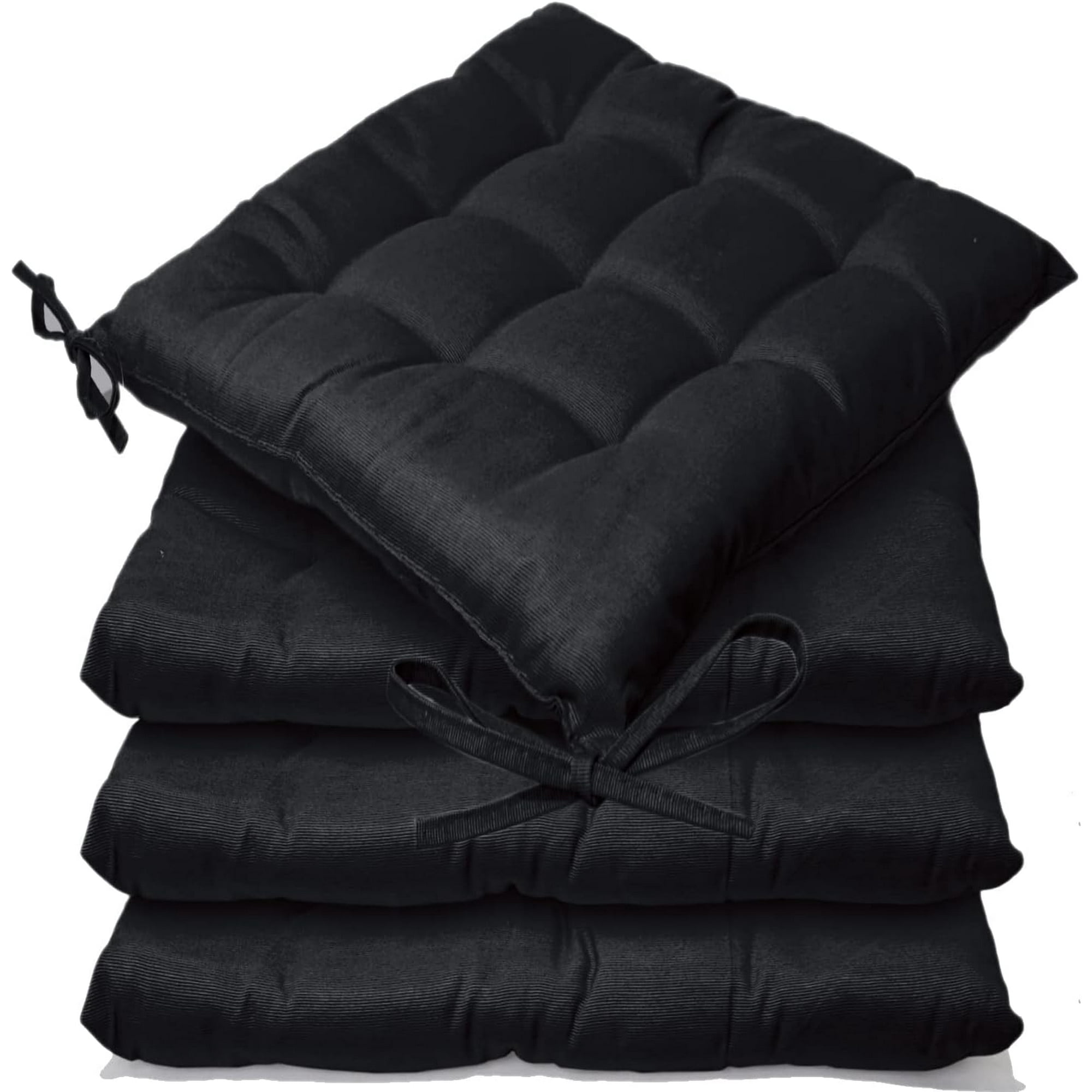 Yeashow Pack Of 4 Seat Pad For Dining Chair Garden Kitchen Chair Cushion Black Comfortable Chair Pads For Kitchen Seat Pads Black 40 X 40 Cm