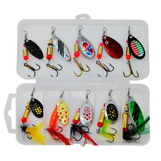 10 Pieces Fishing Lures Spinnerbait Hard Metal Spinnerbaits Baits for  Salmon F 