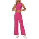 thumbnail image 1 of Conjunto de 2 piezas sin mangas INSPIRE CHIC para mujer, top corto y pantalones de pierna ancha, conjunto de chándal casual XS Rosa Fucsia, 1 of 6