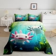 thumbnail image 2 of Castle Fairy Cartoon Axolotl Queen Comforter Set,Ocean Salamander Bedding Comforter Set, 2 of 8