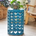 thumbnail image 6 of Y&M Nesting Metal Round 3 Set 18, 20, 21.5 in Modern & Chic Geometric Garden Stool, Blue 3 Count, 6 of 11