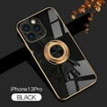 thumbnail image 1 of Allytech Compatible For iPhone 13 Cute Case,Cartoon Astronaut Hidden Gold Plating Ring Holder Shockproof Ultra Slim Back Cover.For iPhone 13 Pro,Black, 1 of 9