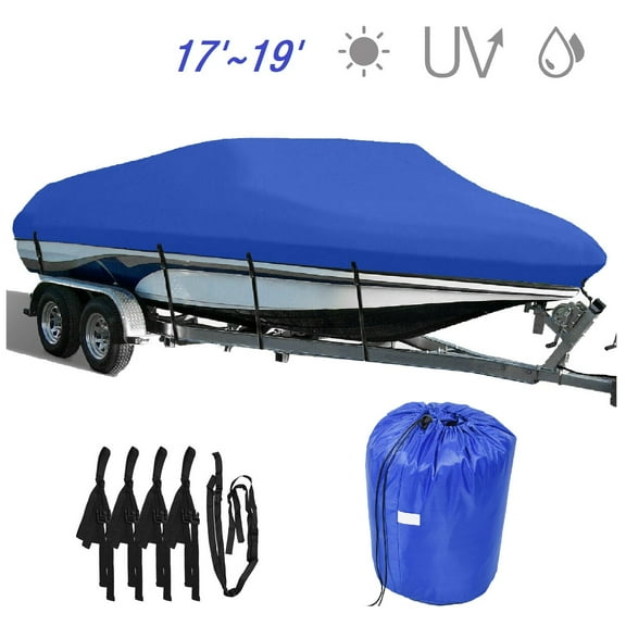 PET-U 14-16FT Boat Cover - Heavy Duty Trailerable Boat Cover for V-Hull Tri-Hull Runabout Fishing Ski Bass Boat Beam up to 90 Inch