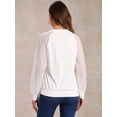 thumbnail image 4 of DARING DIVA Women's Lace Sleeve Work Office V Neck Tops M White, 4 of 6