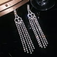 thumbnail image 2 of OUOYYO Sparkling Heart & Tassel Drop Earrings for Women Elegant Dangling Rhinestone Jewelry Reable Party Wedding Accessories, 2 of 4