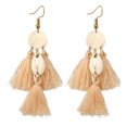 thumbnail image 1 of ATTOE Trendy Bohemian Women Lady Exquisite Tassel Dangle Shell Earrings Ear Studs-0813, 1 of 5