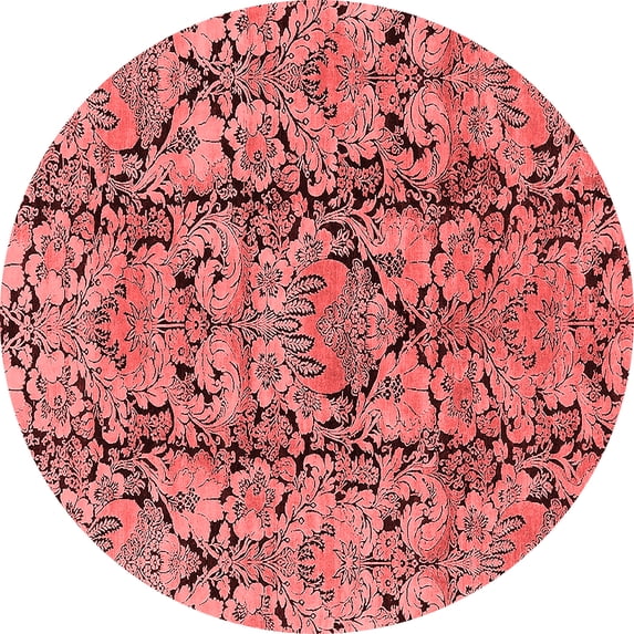 Ahgly Company Indoor Round Oriental Red Industrial Area Rugs, 6' Round
