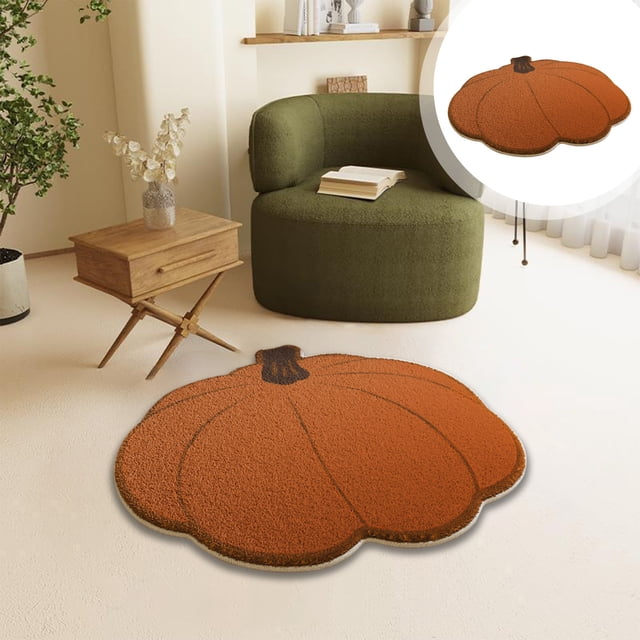 Uklsqma Halloween Pumpkin Carpet Mat | Non-Slip Rubber Backing | 23.6X23.6 Inch Polyester Floor Rug | Water Absorbent, Machine Washable | Ideal for Living Room, Bathroom, Kids’ Playroom, Bedroom