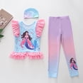 thumbnail image 2 of Shadoumai Girls Swimsuit 3 Piece Bikini Bathing Suit Criss Cross Swimwear Sets with Mesh Cover Up Pants 6-16Y, 2 of 4