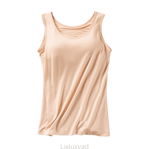 Lixiuxyad Basic Tank Top Women's Sports Bra Tank Top Seamless Built In Cup Yoga Camisole Comfortable Stretchy Workout Casual Wear,Beige