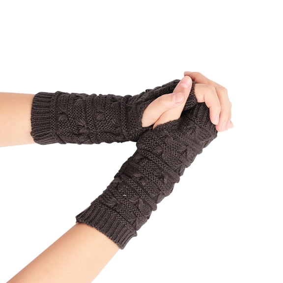 Dyfzdhu Knit Gloves Women'S Knitted Wool Open Finger Half Finger Short Warm Winter Gloves