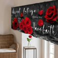 thumbnail image 4 of Curtains Valances Red Rose Inspirational Quote Polyester Window Valance, Romantic Floral Text Print Rod Pocket Valance Curtain for Home Kitchen Window Decor 45x137cm, 4 of 4