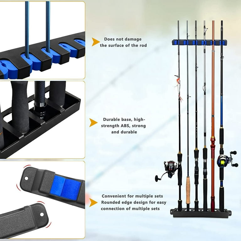 Vertical Fishing Rod Holder Racks, Wall Mount Fishing Pole Holder Rod  Storage Vertical 6 Fishing Pole Rack Storage