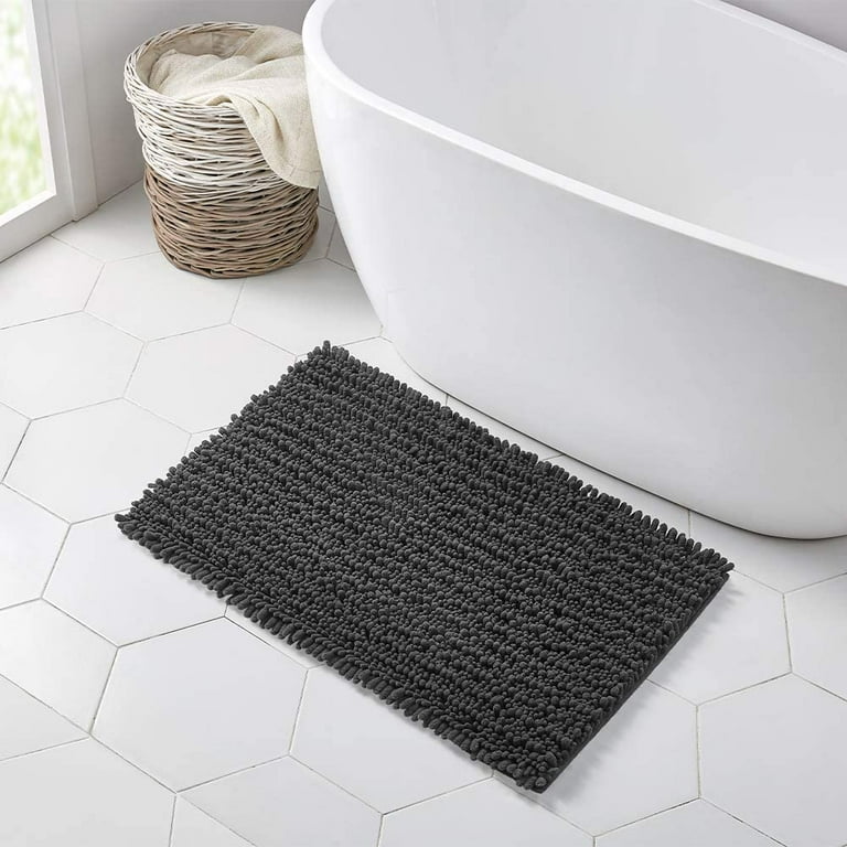 Large Bathroom Rug Non Slip Bath Mat (47x17 Inch Ivory) Water Absorbent  Super Soft Shaggy Chenille Machine Washable Dry Extra Thick Perfect  Absorbant Best Plush Carpet for Shower Floor 