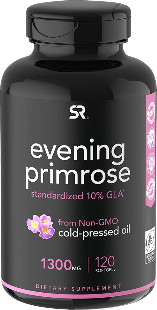 Evening Primrose Oil (1300mg) 120 Liquid Soft gels ~ Cold-Pressed with No fillers or Artificial Ingredients ~ Non-GMO & Gluten Free