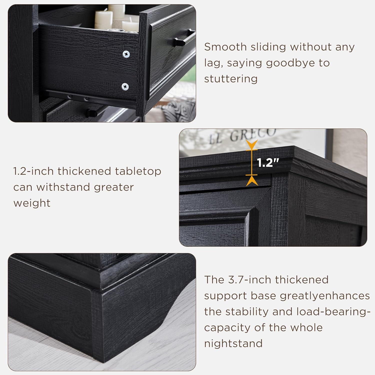 ACCOHOHO 5-Tier Storage Dressers, Wood Rustic Chest of Drawers for Bedroom Living Room, Black