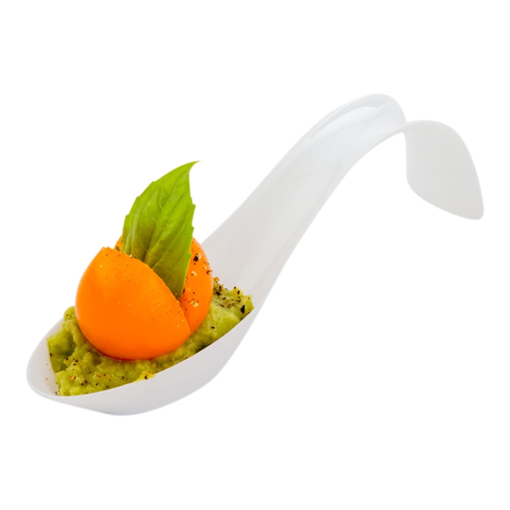 Curly Tasting Spoon, Stiletto Appetizer Spoon, Soup Spoon White