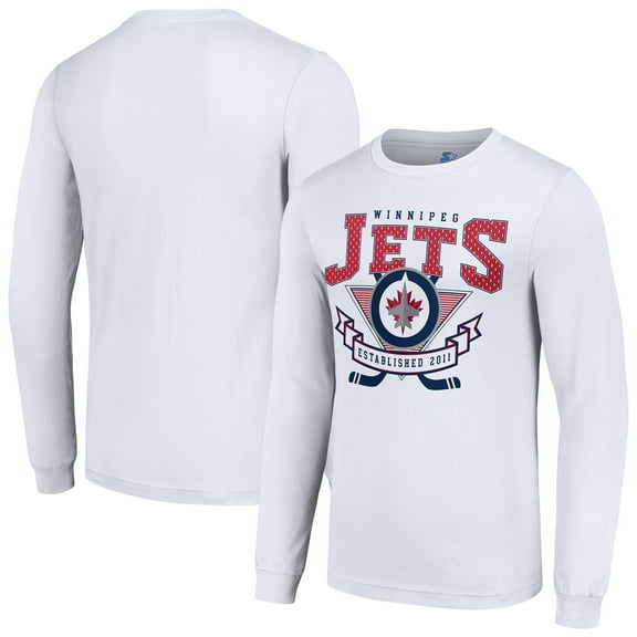 Men's Starter White Winnipeg Jets Team Logo Graphic Long Sleeve T-Shirt