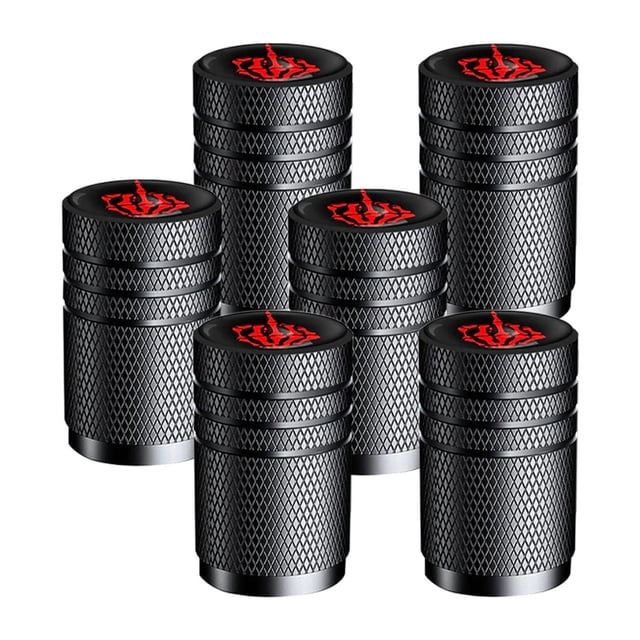 Tapas para Bicicletas FingSkull 3Pares 6 Pzas1.6x1cm Aluminio Negro/Rojo Universal.