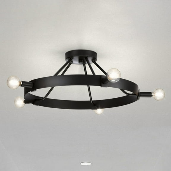 Luxury Modern Farmhouse Ceiling Light, Matte Black, UHP4482