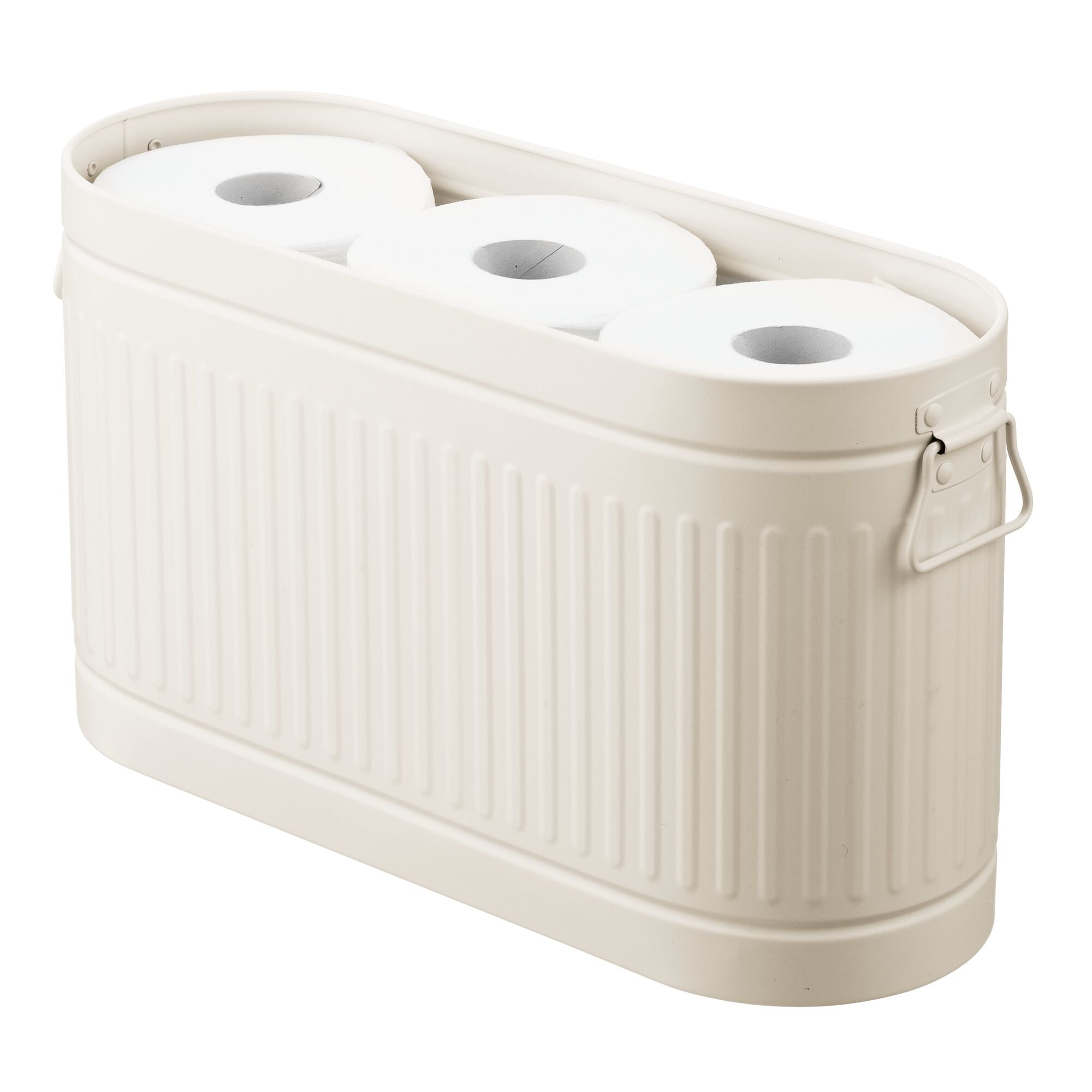 mDesign Toilet Roll Holder for 6 Rolls Freestanding Metal Bathroom Storage for Toilet Roll White Compact Toilet Roll Storage for Main or Guest Bathroom 