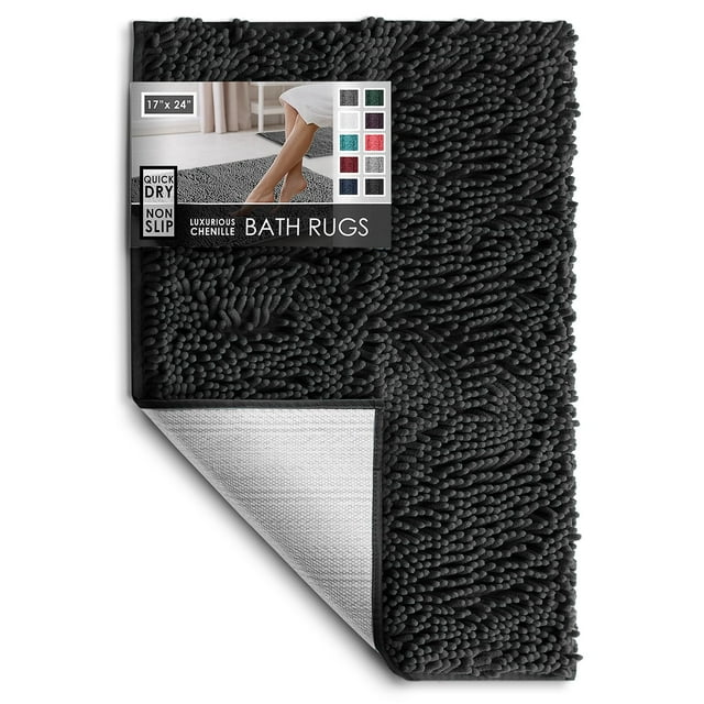 Alfombra de baño Hearth & Harbor de chenilla antideslizante, 43 x 61 cm