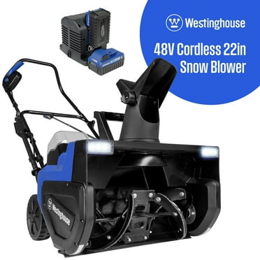 Westinghouse WSnow22 48V Cordless Snow Blower 22 Inch Kit, Steel Auger, LED Lights, 1600W Brushless Motor, 25ft Throwing Distance, Plows 840lbs/min, Compatible with Snow Joe Batteries
