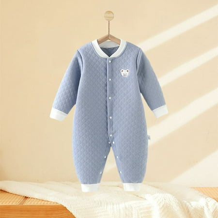 

Pitauce Baby Pajamas Cotton One-Piece Button Sleeping Pajamas Cartoon Bear Rompers Homewear Soft Warm Long Sleeve Jumpsuits for Girls and Boys Gifts for Baby