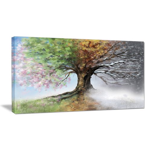 Design Art 'Tree with Four Seasons' Painting Print on Wrapped Canvas