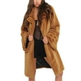 thumbnail image 2 of IROINNID Women's Winter Warm Mid-Long Front Open Coat Solid Color Overcoat Long Sleeve Outwear, Brown, 2 of 9