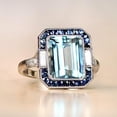 thumbnail image 2 of Dazzlingdaimonds Jewels 14K White Gold Plated 2.10Ct Emerald Cut Simulated Aquamarine & Daimond Wedding Halo Ring 925 Sterling Silver For Women's -10, 2 of 4