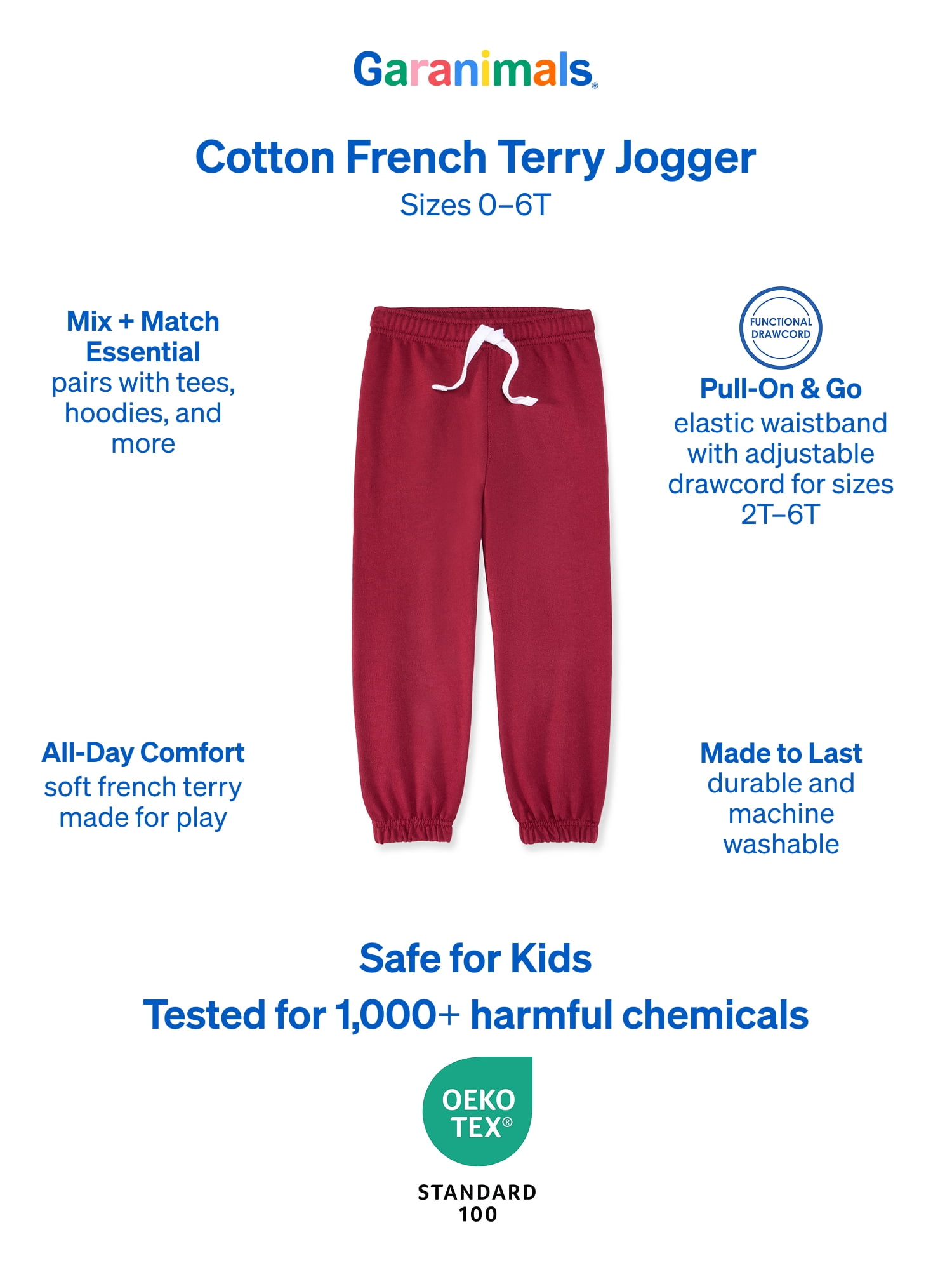 Garanimals Baby & Toddler Boys French Terry Pull-On Joggers, Single & 3-Pack, Sizes 0-6T