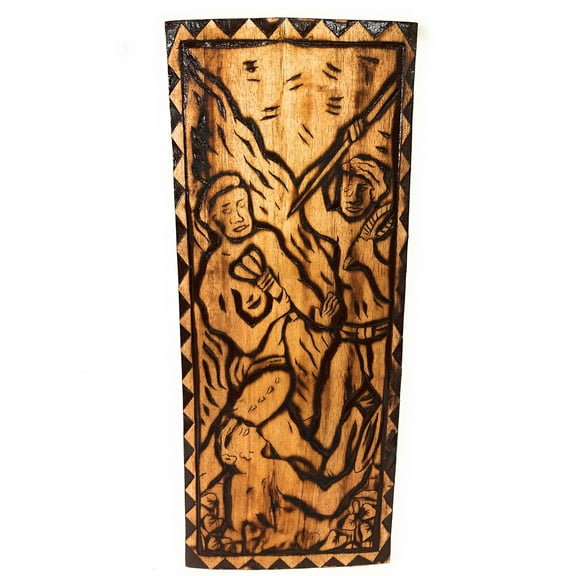 The First Battle Wood Panel 30" X 12" King Kamehameha - Polynesian Wall Art | #dpt5049