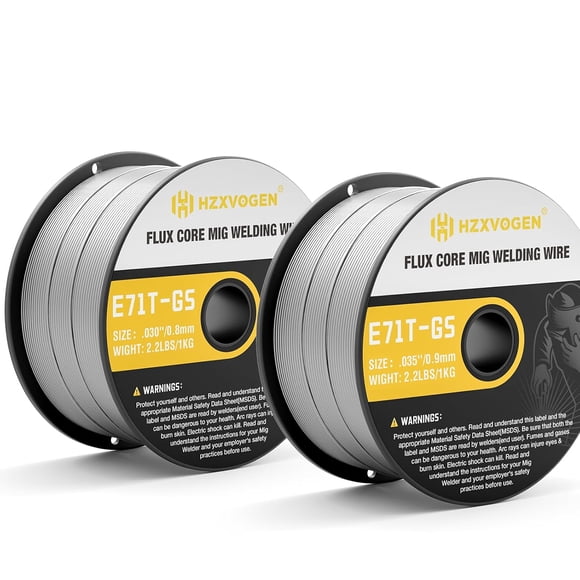 H HZXVOGEN Flux Core Welding Wire .030 & .035 Inch, E71T-GS Low Splatter Gasless Mild Carbon Steel MIG Welding Wire, 2-Pound Spool (2 Pack)