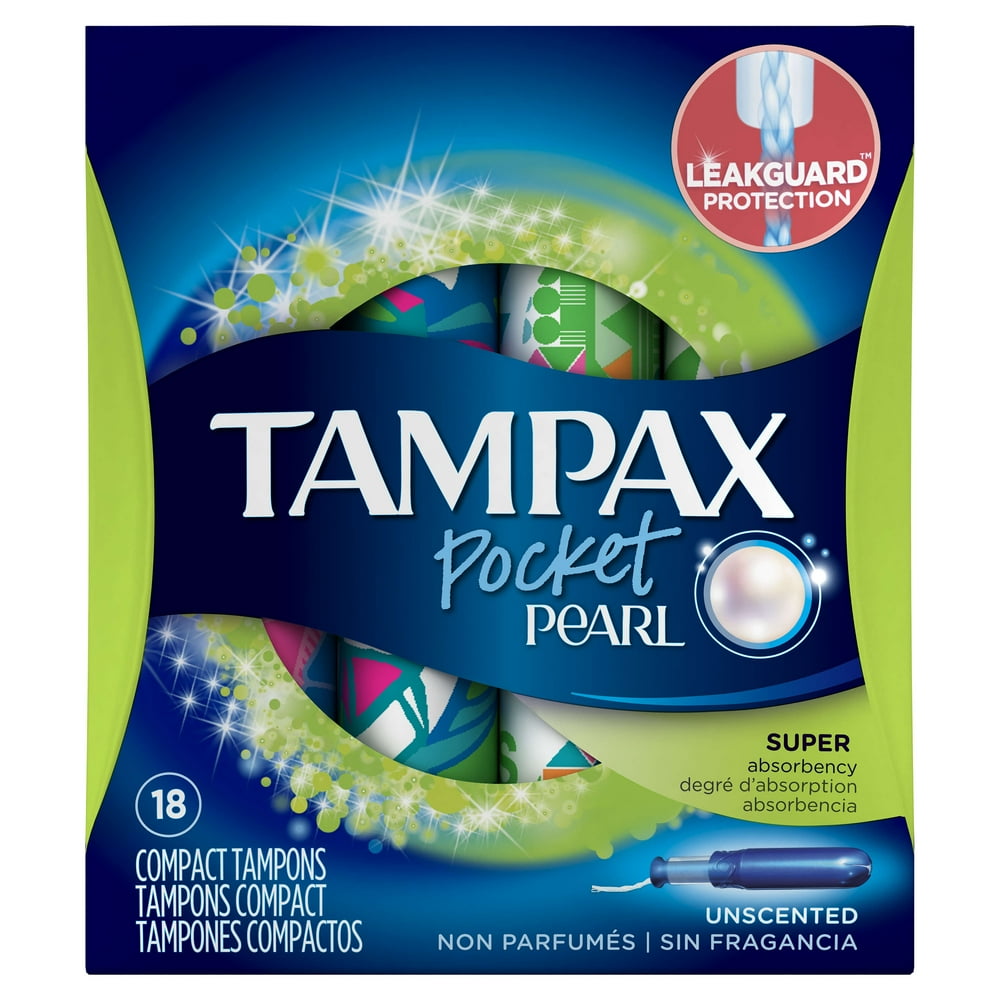 Tampax Pocket Pearl Super Plastic Tampons, Unscented, 18 Ct Walmart
