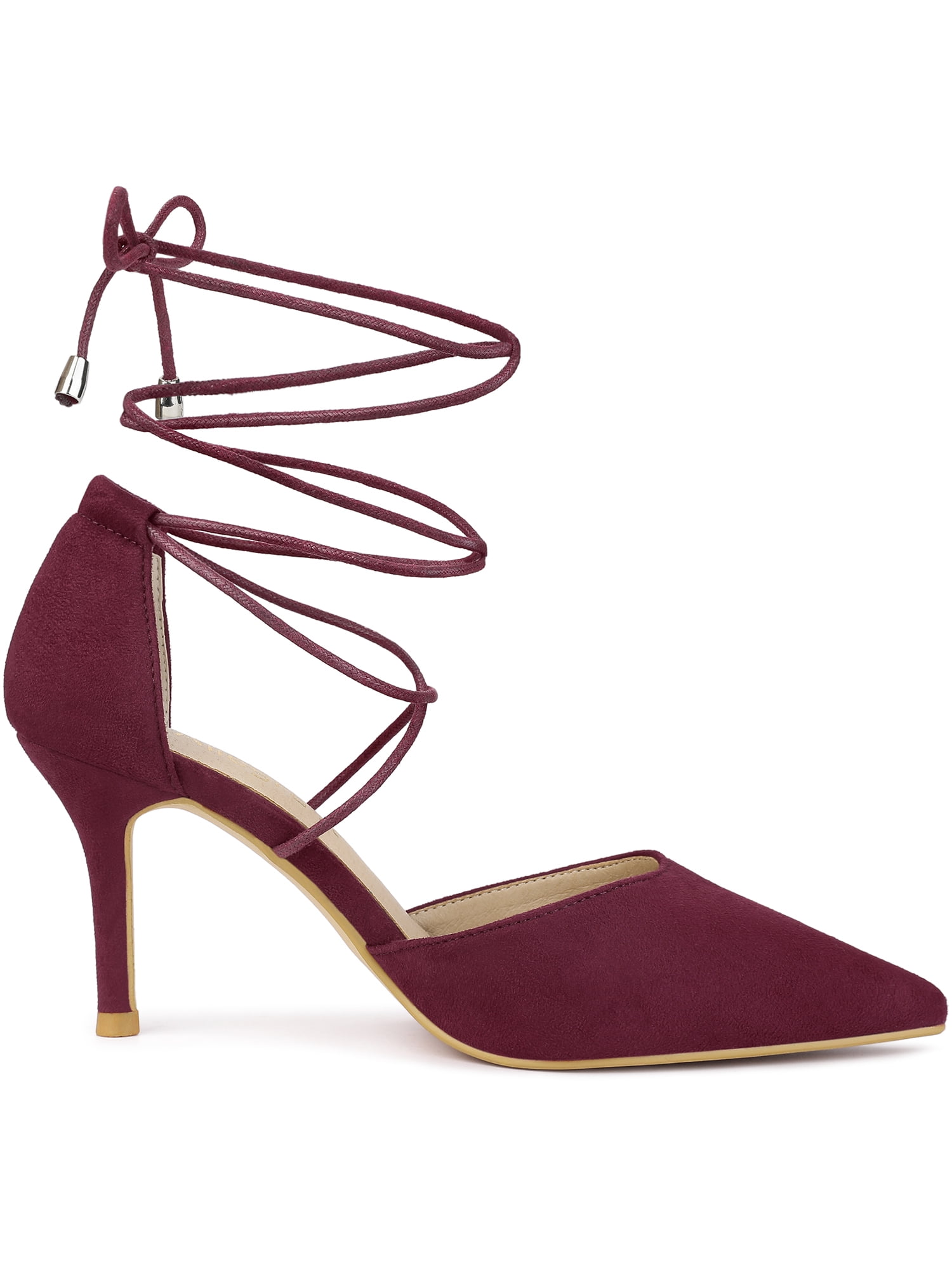 Unique Bargains Women's Lace Up Pointed Toe Stiletto Heels Pumps