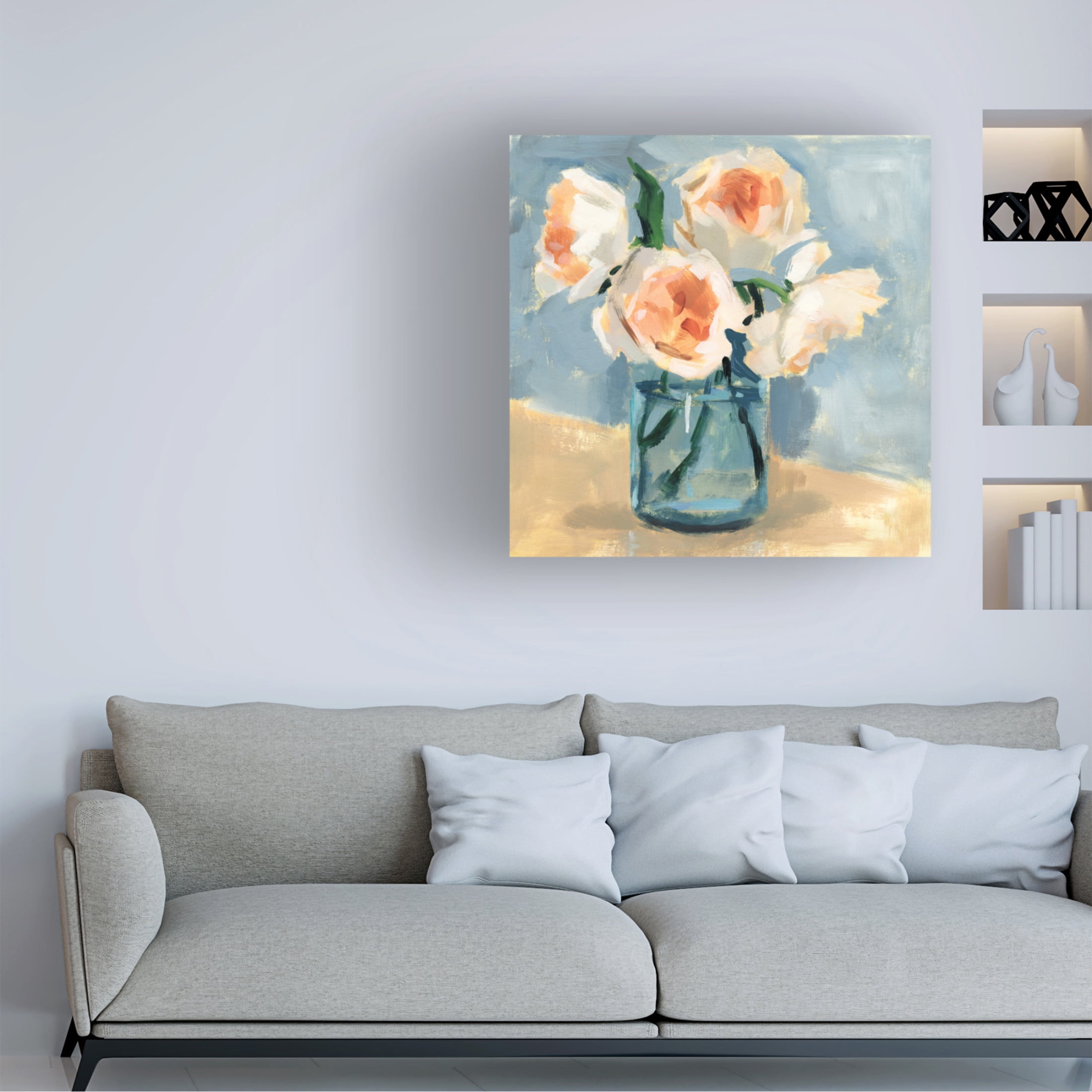 Trademark Fine Art Victoria Barnes  Peonies in Mason Jar II Canvas Wall Art