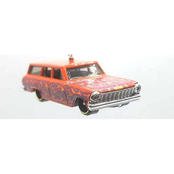 Christmas Ornament for 1964 Chevy Nova Wagon Orange with Flames