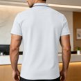 thumbnail image 3 of Men Polos Shirt Short Sleeve V Neck Lapel Vintage T Shirts Causal Loose Fashion Breathable Golf Tees (S, White), 3 of 8