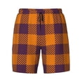 thumbnail image 4 of Lsque Mens Swim Trunks Fall Buffalo Plaid Pattern - Bathing Suit Compression Liner - Beach Swim Shorts Swimwear - (S-3XL) - Stretch Quick Dry -3X-Large, 4 of 9