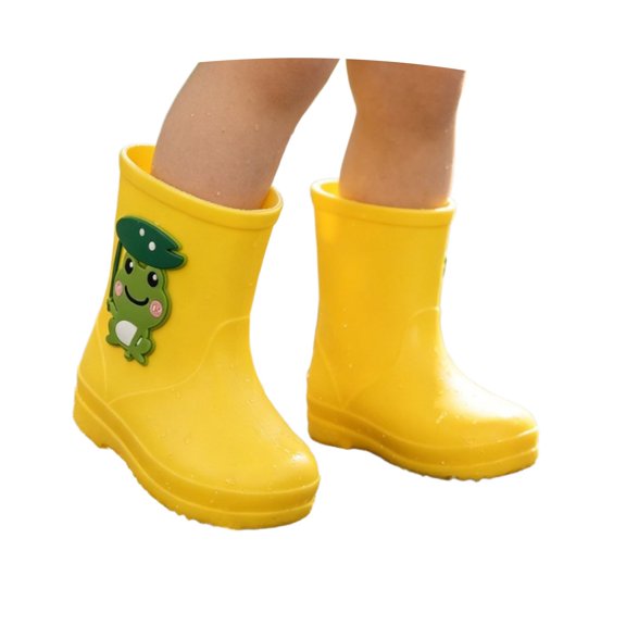 VeFlora Kids Rainboots Toddler Rubber Rain Cartoon Rain Shoes Outdoor Non Drawstring Water Shoes for Boys Girls(Yellow#02/8.5-9 Little Child)