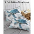 thumbnail image 3 of Sea Turtle Blue Pillow Covers Queen Size 2 Pack, Coastal Ocean Seaweed Wooden Grain Soft Bed Throw Pillowcases Breathable Cooling Long Lumbar Body Pillow Sham Cover for Bed Sofa 20''x30'', 3 of 7