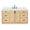 thumbnail image 2 of Ariel Kelly 67 Inch Single Oval Sink Bathroom Vanity With Pure White Quartz Countertop 1.5 Inch Edge In Oak, 2 of 12