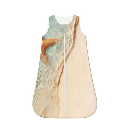 

Cauagu Starfish On The Sand Beach for Infant Wearable Blanket Unisex Girl Boy Swaddle Transition Sack - Newborn Essentials Sleep Clothes-Large
