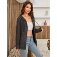 thumbnail image 5 of HOWCOME Women Casual Full Zip Up Hoodie - Comfortable Brushed Ribbed Knit Long Sleeve Sweatshirt Jacket with Pockets Deep Gray Large, 5 of 6