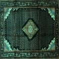 thumbnail image 1 of Ahgly Company Machine Washable Indoor Square Medallion Turquoise Blue Traditional Area Rugs, 8' Square, 1 of 4